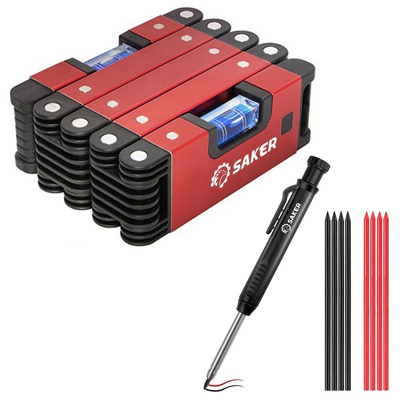 Saker 70cm Magnetische Flexible Wasserwaage mit 4 Libellen 5 Gelenke